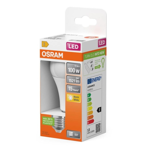 Żarówka LED E27 13W ( 100W) 1521lm 230V 3000K (ciepło biała) - LED STAR OSRAM