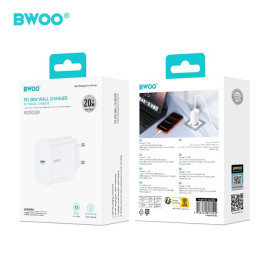 Ładowarka sieciowa 20W 1x USB-C biała - BWOO CDA233