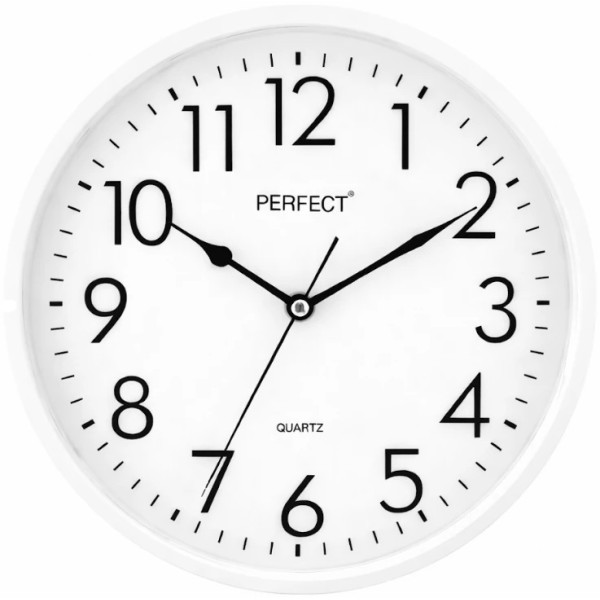 Zegar ścienny analogowy Perfect FX-5742 biały śr. 26cm