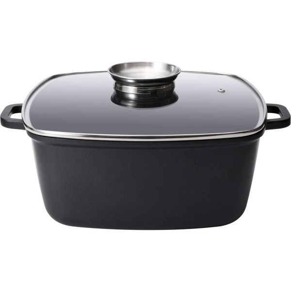 Crispy garnek brytfanna 28*28, 7,0L ,induk.,pokr.szkło ,dozownik Aroma,czarna 323635