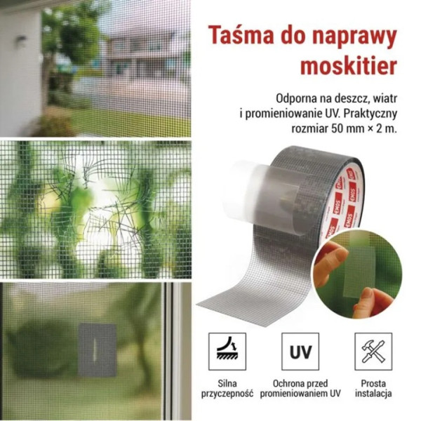 Taśma do naprawy moskitier 50mm / 2m, przezroczysta 