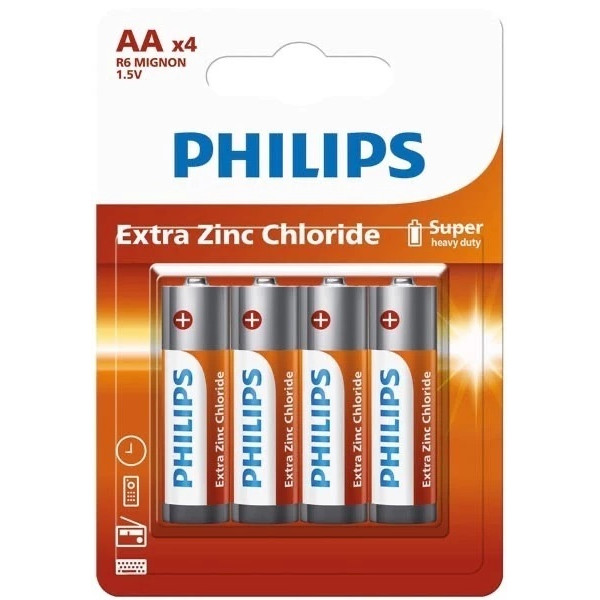 4x bateria R6 (AA) Philips cynkowo-węglowa