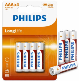 4x bateria R03 (AAA) Philips cynkowo-węglowa