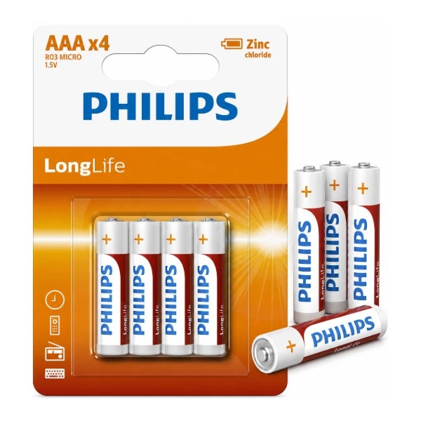 4x bateria R03 (AAA) Philips cynkowo-węglowa