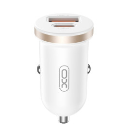 Ładowarka samochodowa 30W 1xUSB + 1xUSB-C biała - XO CC56