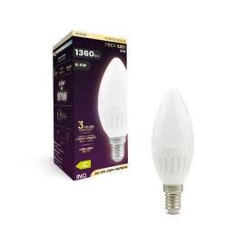 ELB110WW - LED B37 E14 świeca - 8,5W (91W) 1360lm 230V 3000K ceramika