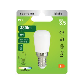 Żarówka LED E14 T26 (do lodówki) 3,5W 330lm (neutralno-biała) ELS230NW INQ