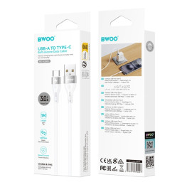 Kabel USB-A - USB-C 1,0m 3A Minimalist Silicone biały - BWOO X280C
