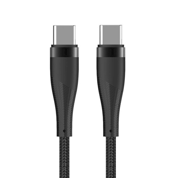 Kabel USB-C - USB-C 1m 60W czarny nylonowy - Maxlife MXUC-08 