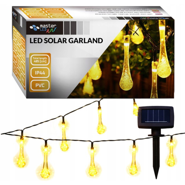 Girlanda LED solarna 20xLED łezka, 485cm, 0637
