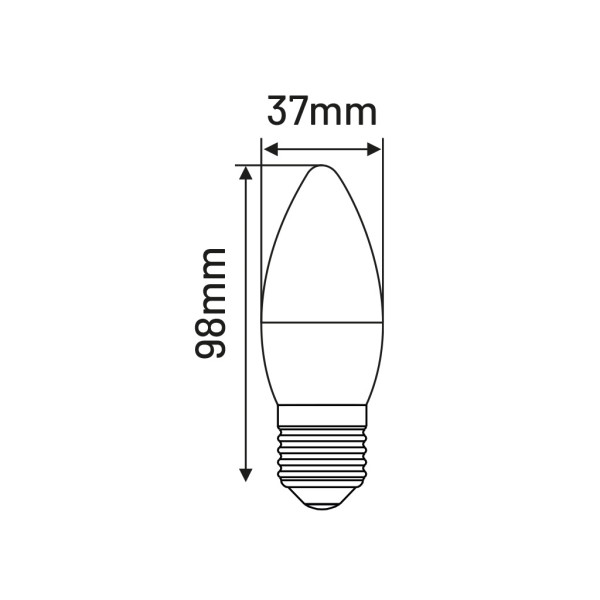 ELB065WW - LED B37 E27 - 6W (42W ) 510lm 3000K INQ (+)