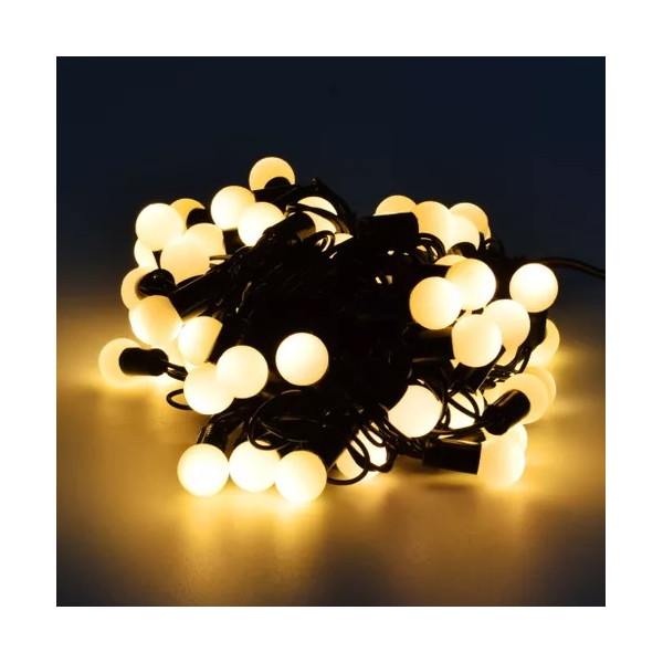 XMAS50-WHITE  Lampki choinkowe LED kulka 50 szt. białe, IP20, 3W, przewód 6,5m  