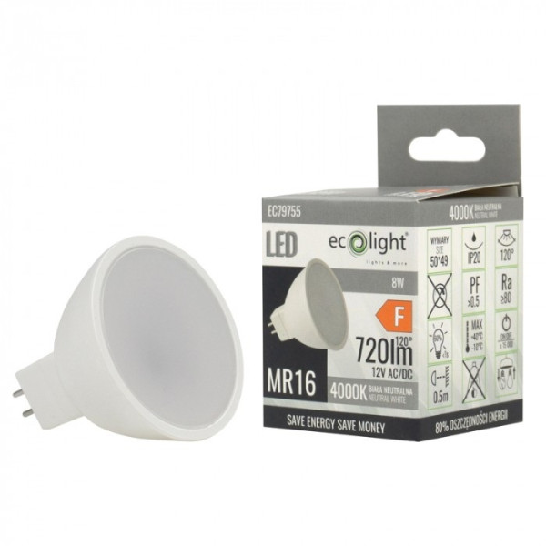 Żarówka LED MR16 8W 12V 4000K 640lm EC79755