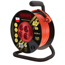 Przedłużacz bębnowy 40m 4-gniazda z/u 3x1,5mm2 - PZB-40-40Y Elgotech