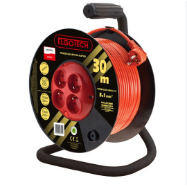 Przedłużacz bębnowy 30m 4-gniazda z/u 4x2P+Z 3x1mm2 - PZB-40-30Y/1 Elgotech