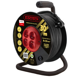 Przedłużacz bębnowy 30m guma 4-gniazda z/u 4x2P+Z 3x1,5mm2 - PZB-40-30G Elgotech
