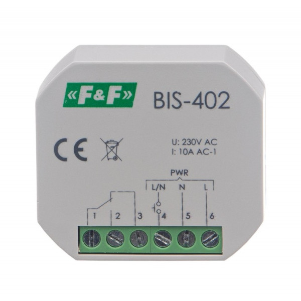 Przekaźnik bistabilny BIS-402 230V 16A (do puszki), F&F