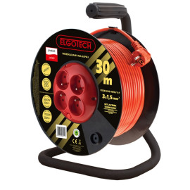Przedłużacz bębnowy 30m 4-gniazda z/u 4x2P+Z 3x1,5mm2 - PZB-40-30Y Elgotech