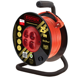 Przedłużacz bębnowy 25m 4-gniazda z/u 4x2P+Z 3x1,5mm2 -PZB-40-25Y Elgotech 