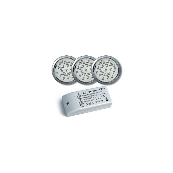 LED LUGO 319 ZESTAW OCZEK LEDOWYCH 19LED ALU 6400K   