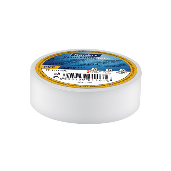 Taśma elektroizolacyjna PVC biała 19mm x 20m - IT-1/20-W 1276 Kanlux