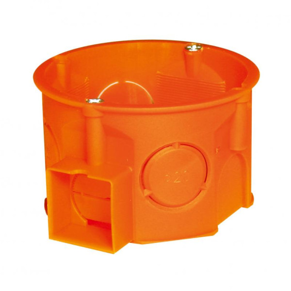 Puszka podtynkowa 60mm, płytka, szeregowa, z wkrętami, pomarańczowa - S60KFw Simet