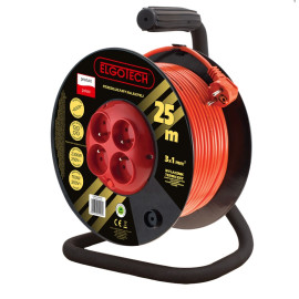 Przedłużacz bębnowy 25m 4-gniazda z/u 4x2P+Z 3x1mm2 - PZB-40-25Y/1 Elgotech 