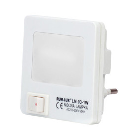 LN-03-LED Lampka nocna 1W mini kwadrat biała (do gniazdka)