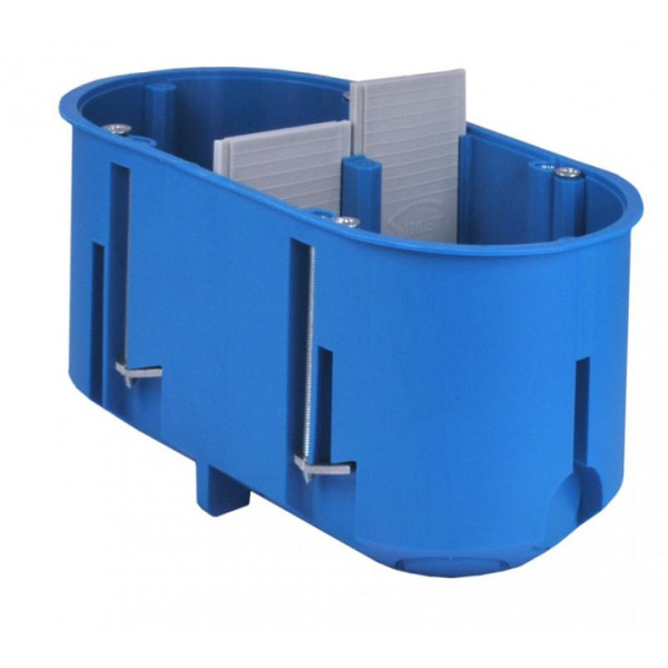 Puszka do pustych ścian 2x60mm, głęboka, Multibox2, niebieska - P2x60D Simet