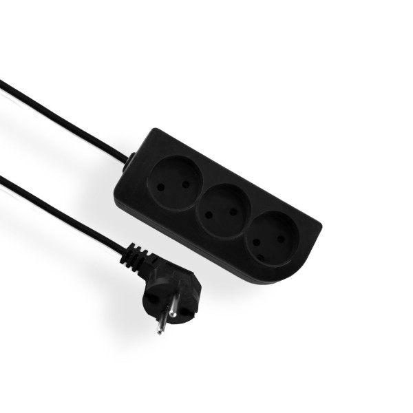 Przedłużacz 3 gniazda z uziemieniem, 1,5m - 3x2P+Z 10A 250V czarny - PSN-301,5-2 Elgotech