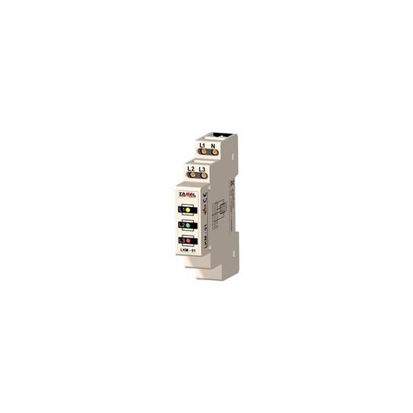 WSKAŹNIK ZASILANIA TN, diody LED: żółta, zielona, czerwona, montaż szyna LKM-01-40 TH 35 mm, 3x230V AC, IP20