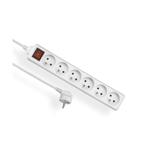 Przedłużacz z wyłącznikiem 6 gniazd z uziemieniem, 5m - 6x2P+Z 10A 250V - EPS-605W Elgotech