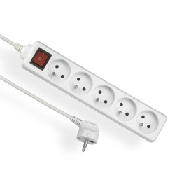 Przedłużacz z wyłącznikiem 5 gniazd z uziemieniem, 5m - 5x2P+Z 10A 250V - EPS-505W Elgotech