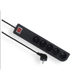 Listwa zasilająca przeciwprzepięciowa 5 gniazd, 1,5m, czarna - PSF3-501-2 Elgotech