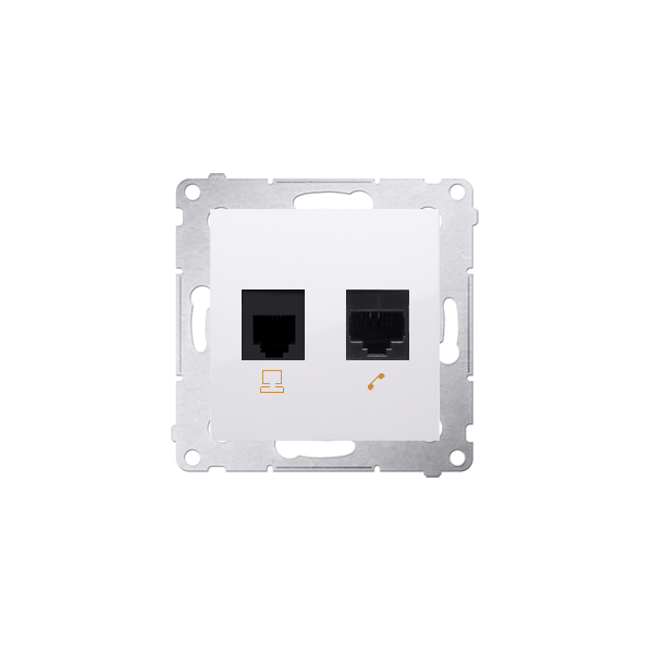 D5T.01/11 Gniazdo komputerowe RJ45 kategoria 5e + telefoniczne RJ12 (moduł) biały