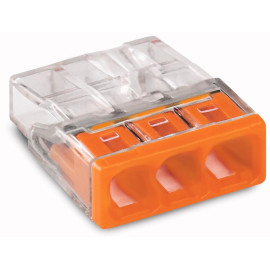 2273-203 - Złączka COMPACT do puszek instalacyjnych, 3x0,5-2,5mm (przeźr./pomarancz.)  WAGO