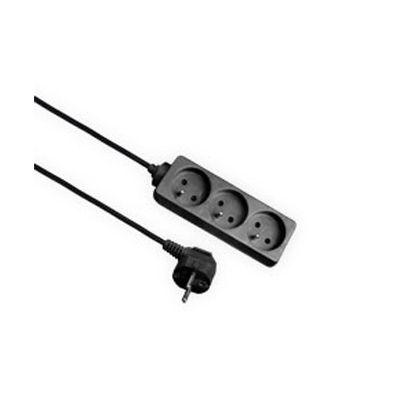Przedłużacz 3 gniazda z uziemieniem, 3m - 3x2P+Z 10A 250V. czarny - EPS-303-2 Elgotech