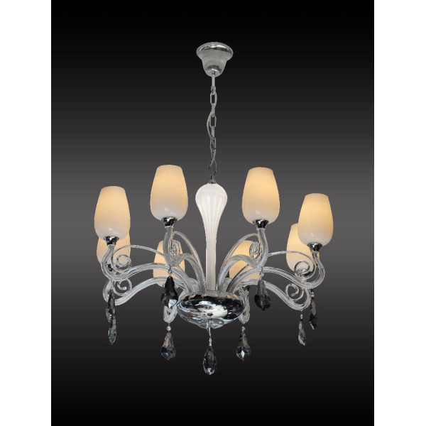 Lampa wisząca 8xe14(max8x40w)chrom/biały Bianco JSD001/8 Sinus