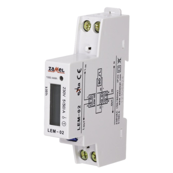 LEM-02 LICZNIK ENERGII ELEKTRYCZNEJ 1-FAZOWY LCD