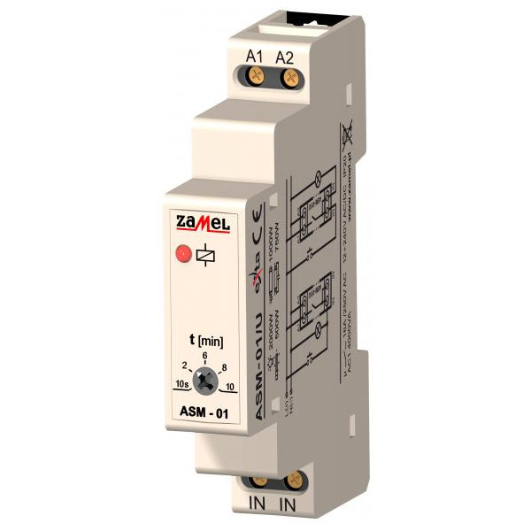 ASM-01/U  AUTOMAT SCHODOWY NA SZYNĘ 12-240V AC/DC