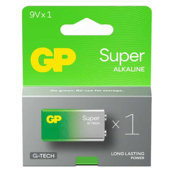 Bateria 9V alkaliczna (6LR61) Super Alkaline G-Tech 6LF22 1604A-U1 GP