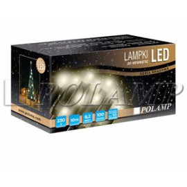 POL-LSLIN10M-WW LAMPKI LED WEW. 10M 100LED B. CIEPŁY / KABEL ZIELONY PVC