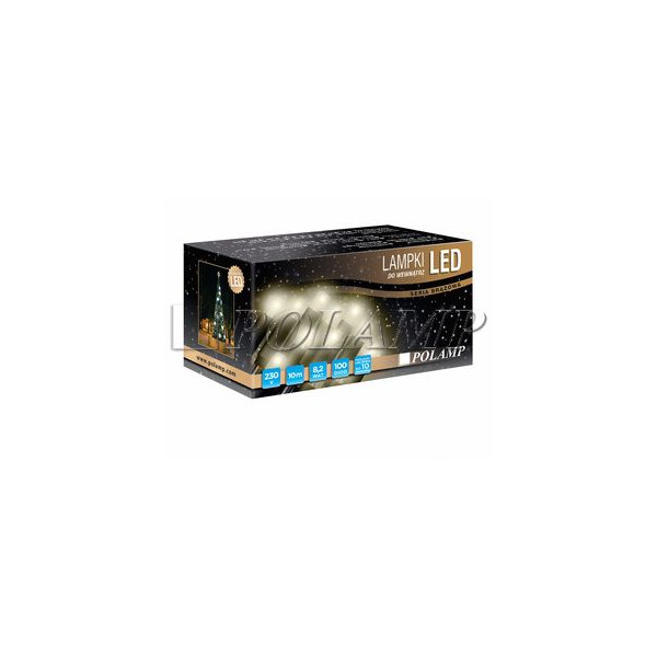 POL-LSLIN10M-WW LAMPKI LED WEW. 10M 100LED B. CIEPŁY / KABEL ZIELONY PVC