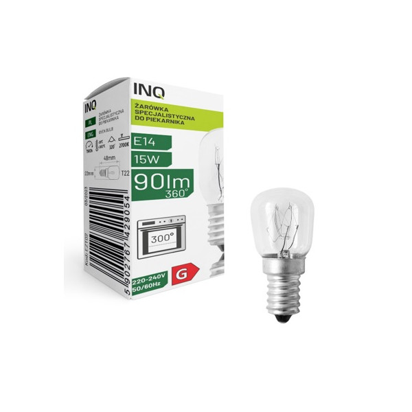 Żarówka piekarnikowa E14 - 300st.C 15W 230V E14 T22 - ZT02 INQ