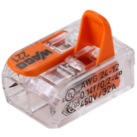 221-412 - Złączka uniwersalna COMPACT 2x0,2-4mm DR/LIN (przeźr./pomarańcz) WAGO