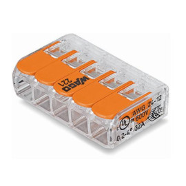 221-415 - Złączka uniwersalna COMPACT 5x0,2-4mm DR/LIN (przeźr./pomarańcz) WAGO