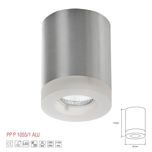 PP P 1055/1 PLAFON ALUMINIUM/SZKŁO