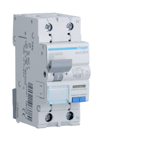 ADC925D RCBO Wyłącznik różnicowoprądowy z członem nadprądowym 1P+N 6kA B 25A/30mA Typ AC