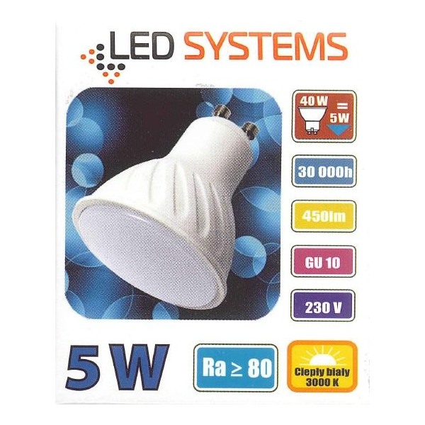 Żarówka LED GU10 5,0W 400lm - PAR16 230V 3000K (ciepło-biała) - D85-LS-GU10-5W Ledsystems