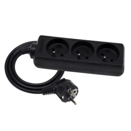 Przedłużacz 3 gniazda z uziemieniem, 5m - 3X2P+Z 3x1mm2 czarny - EPS-305-2 Elgotech